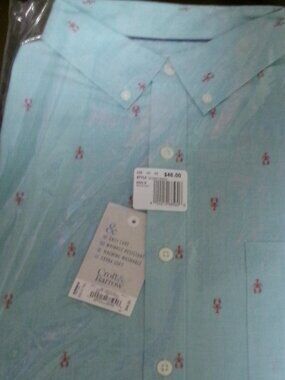 NWT Croft & Barrow Men's XL Tall Lobster Print Teal Shirt